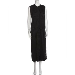 Vince Long Dress Black Linen/Viscose/Elastane Sz Small